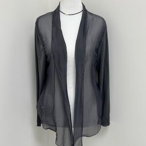 Dance in Paris Sheer Gray Open Front Cardigan